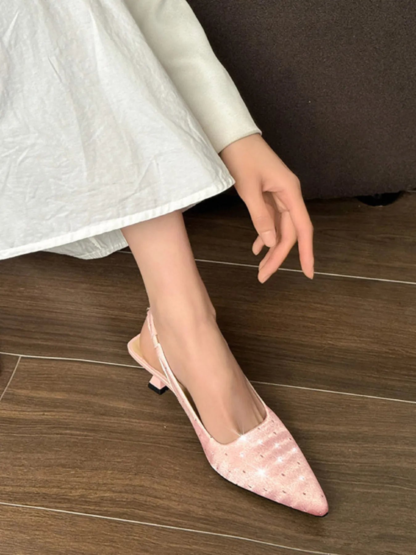 Pointed Toe Slingback Pumps Pink - Fashorio