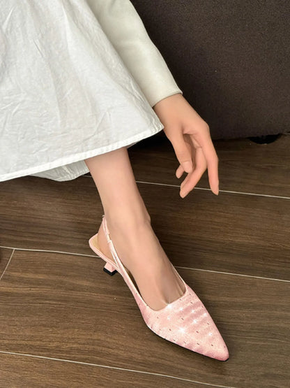 Pointed Toe Slingback Pumps Pink - Fashorio
