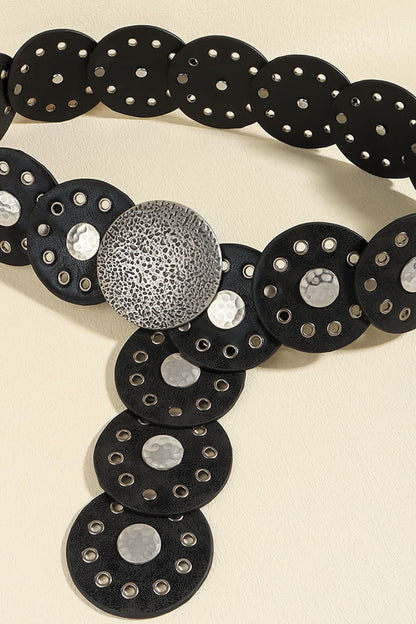 Round Shape PU Leather Belt - Fashorio