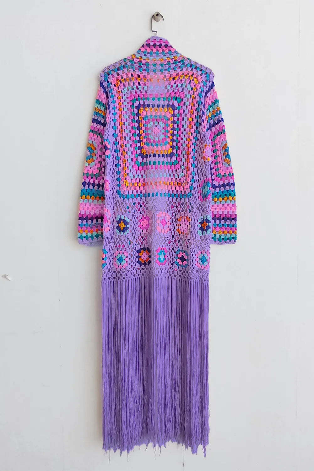 Fringe duster cardigan tie front detail