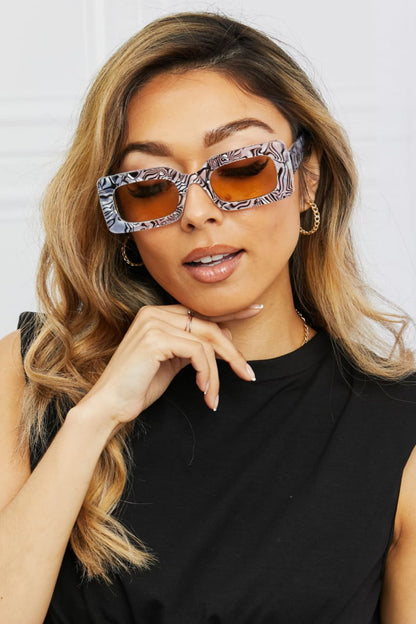 Tortoiseshell Rectangle Polycarbonate Sunglasses - Fashorio