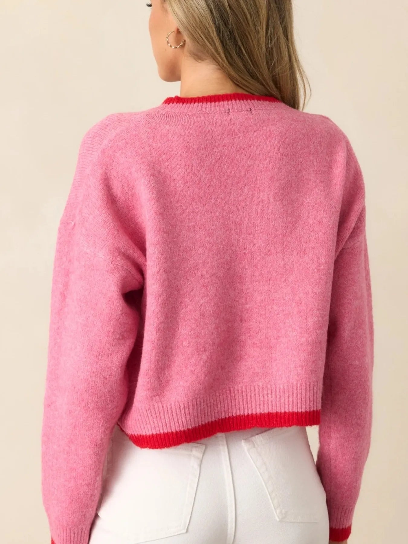 Strawberry Round Neck Long Sleeve Sweater - Fashorio