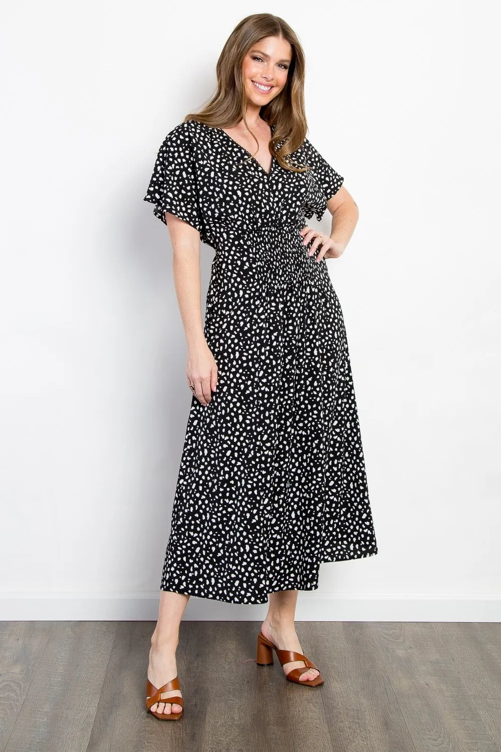 Printed Smocked Waist Dress side view