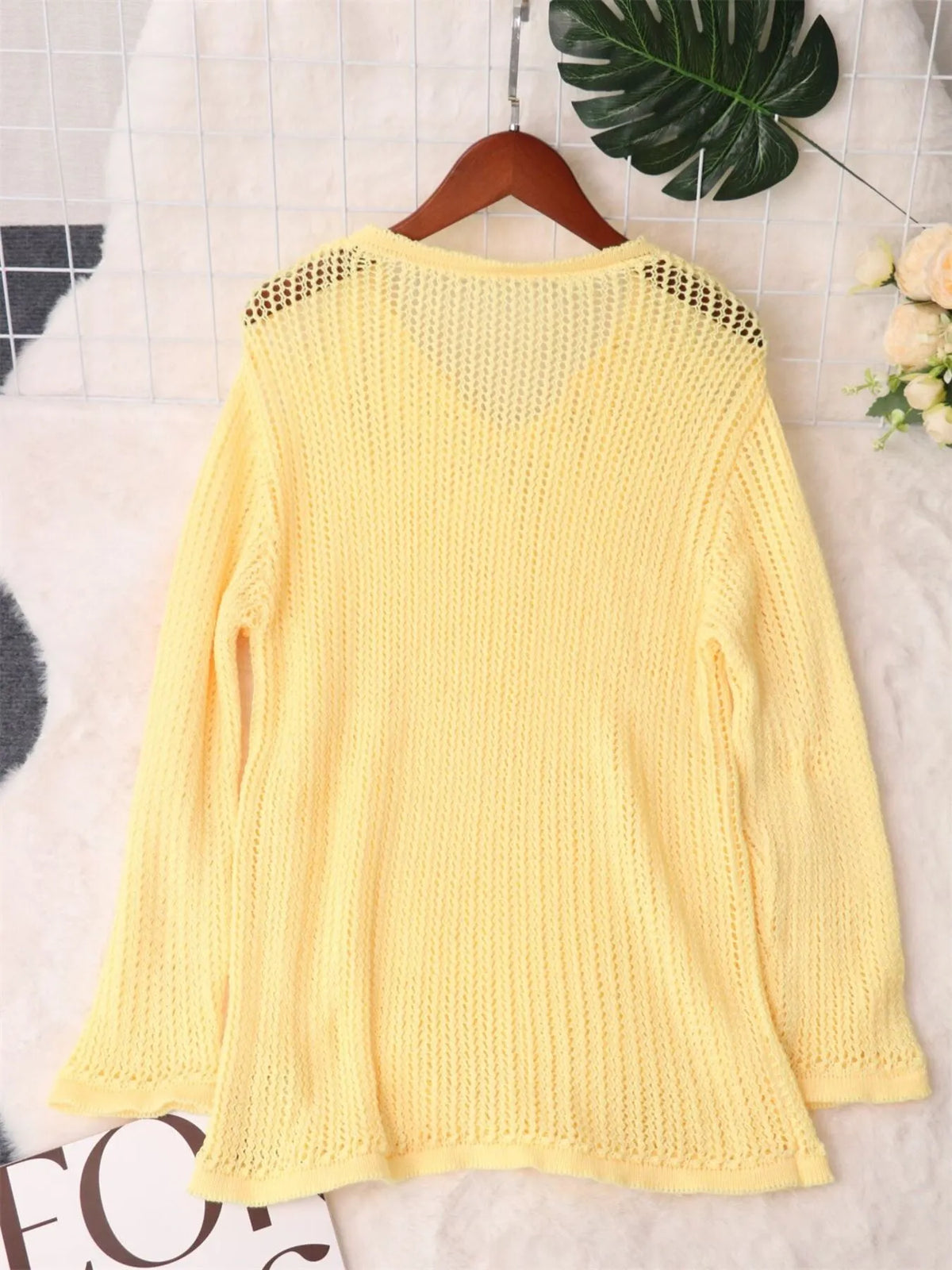 openwork relaxed knit cover up close up