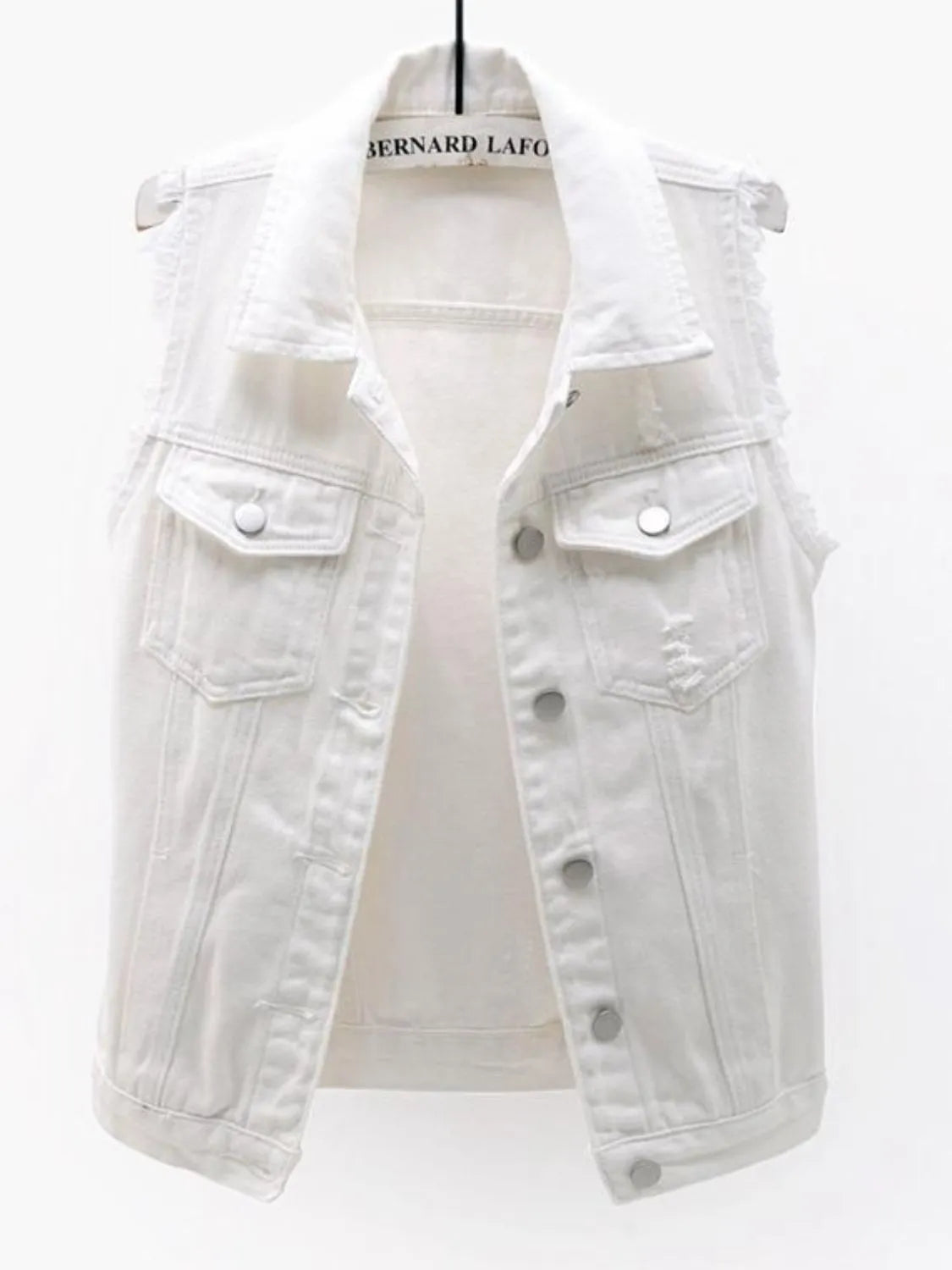 Frayed Denim Vest Plus Size in Blush Pink view 9