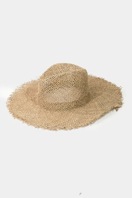 Fame Fringe Edge Straw Braided Western Fedora Hat Tan One Size - Fashorio