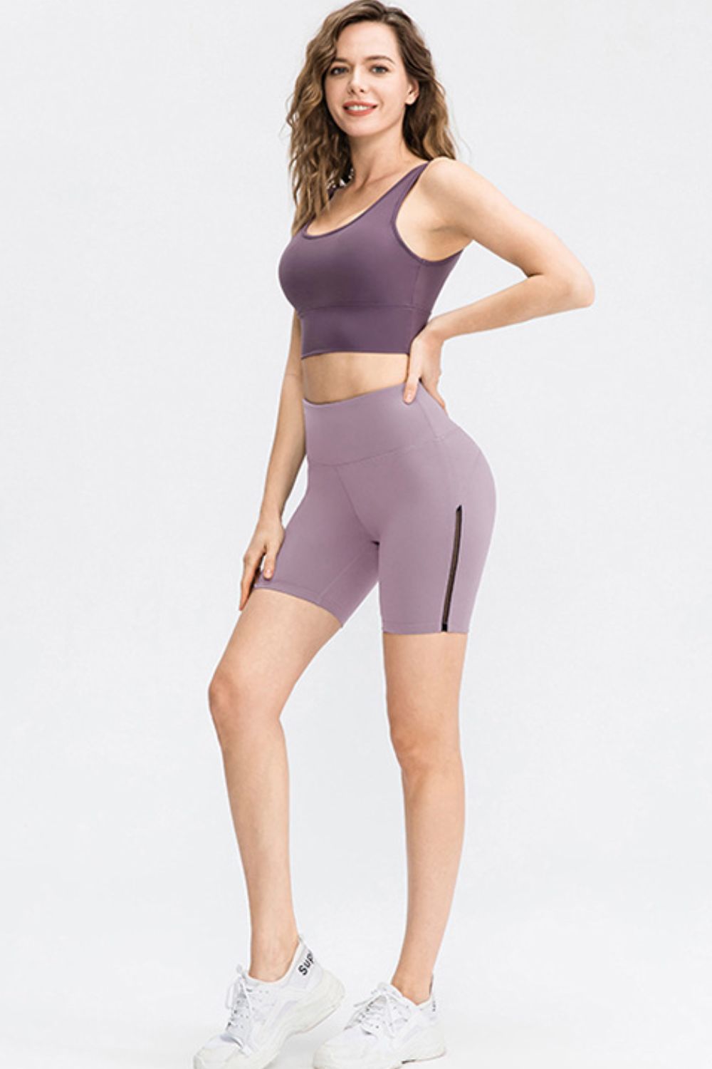 Wide waistband sports shorts back view