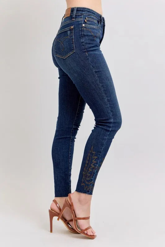 Judy Blue Embroidered High Rise Skinny Jeans back view