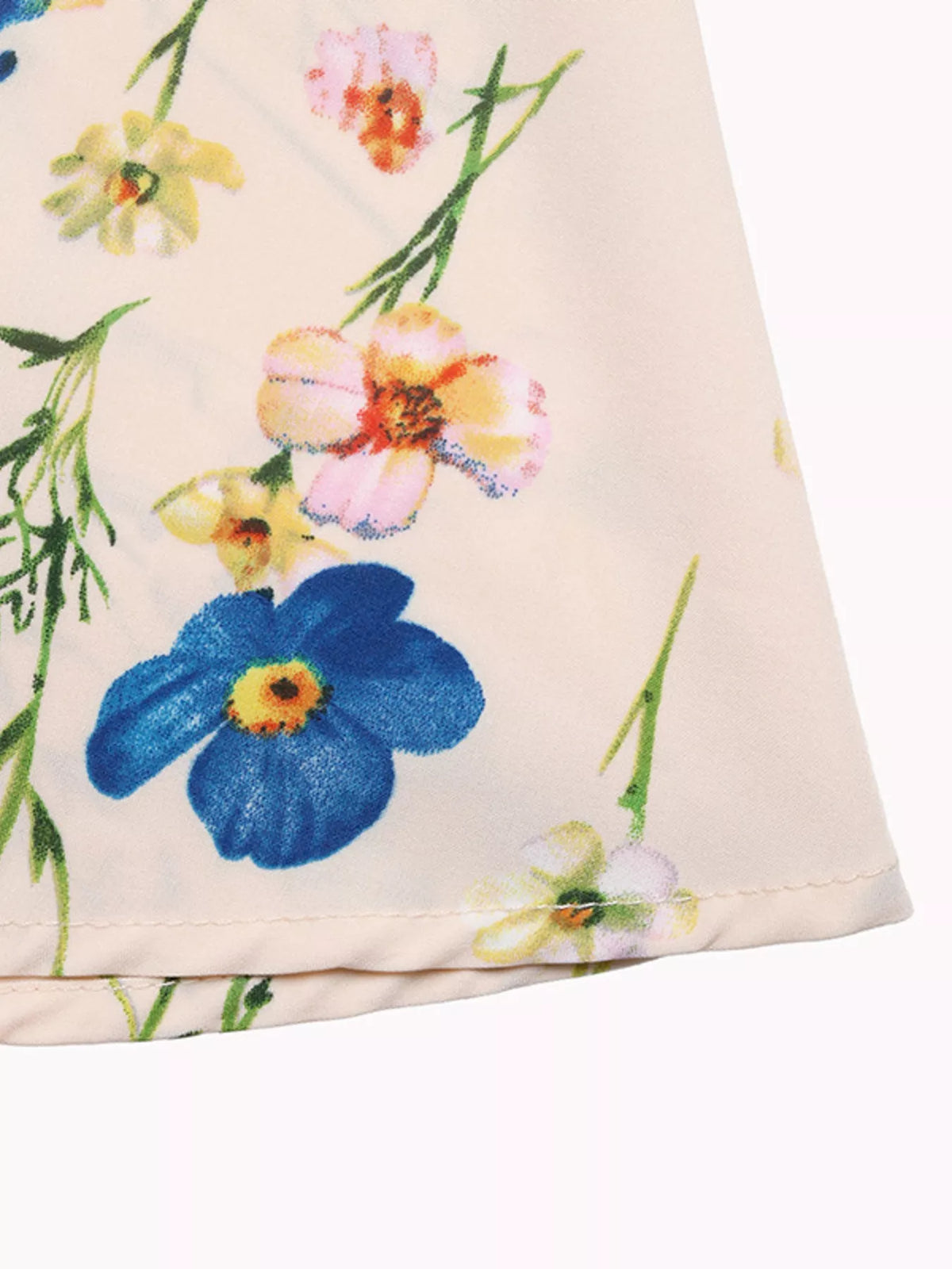 apricot floral square neck casual maxi dress detail
