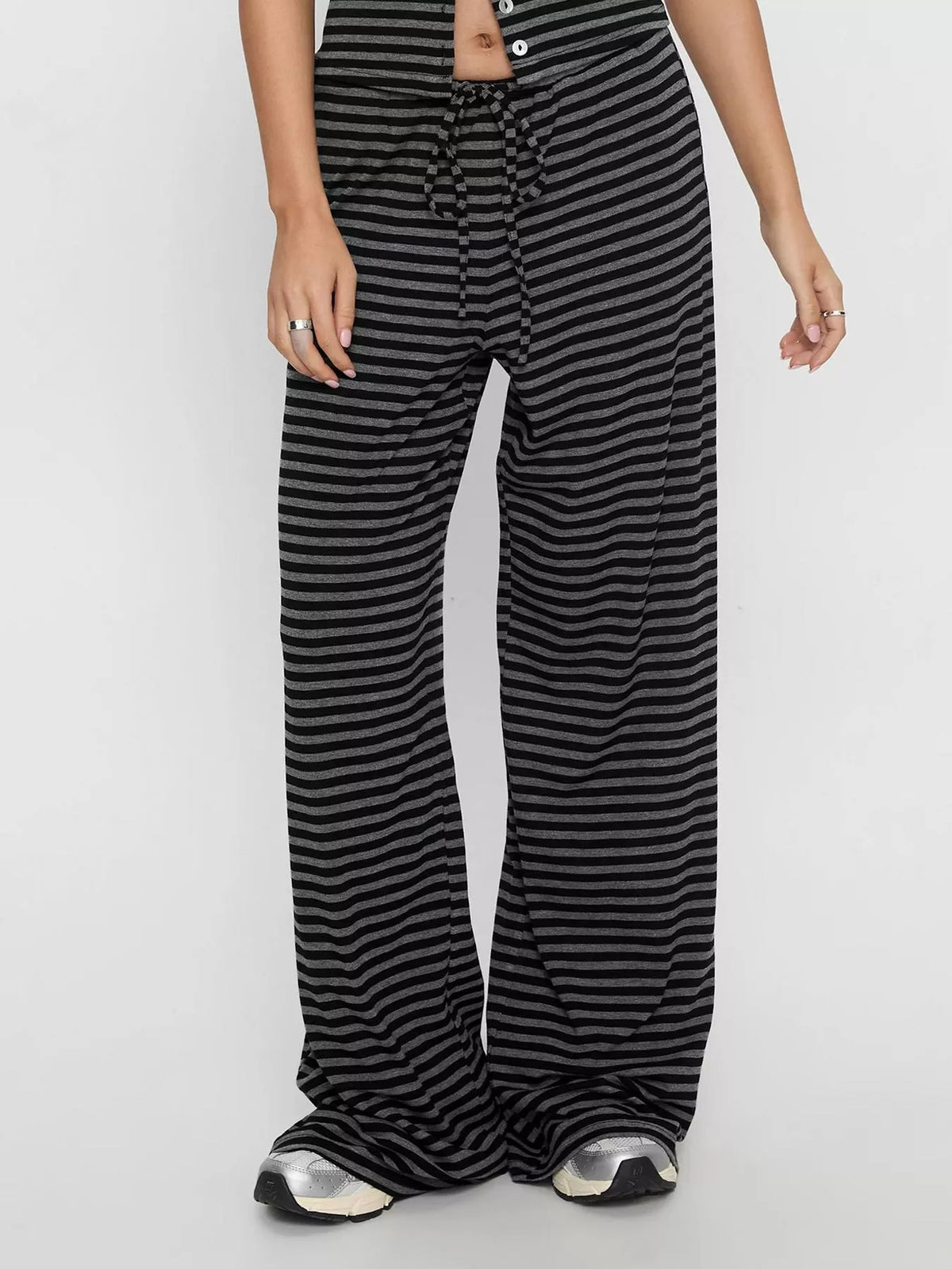 Striped Button Down Top and Wide Leg Pants Set, view 7