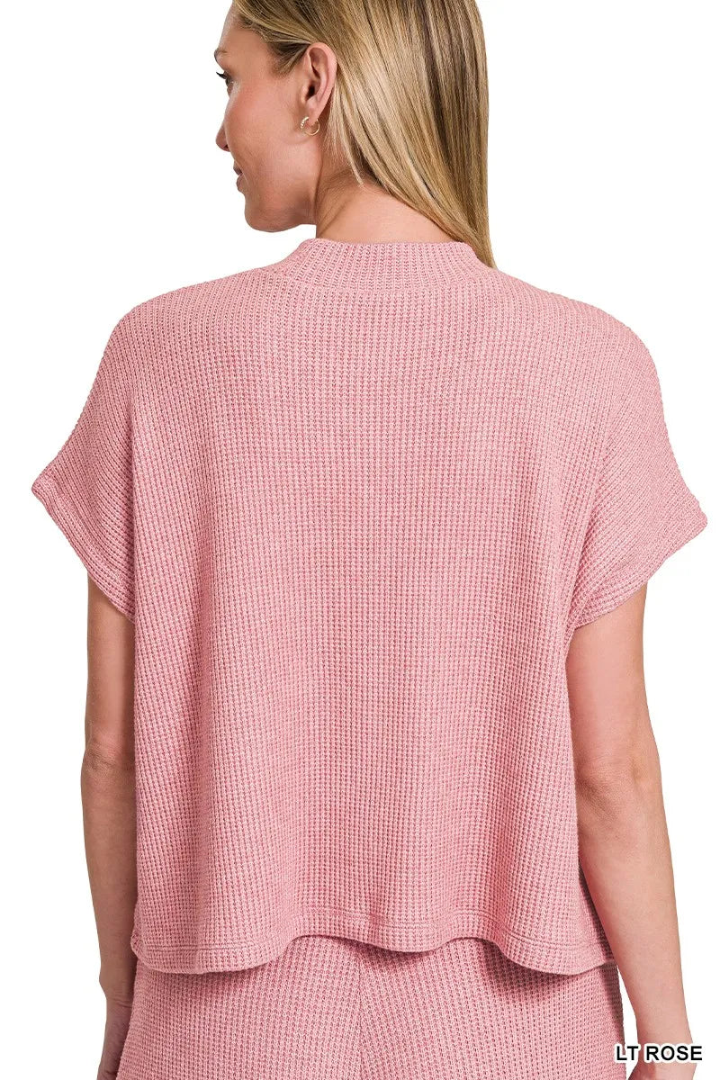 Boxy Sweater Top and Pants Set in Rose styled look