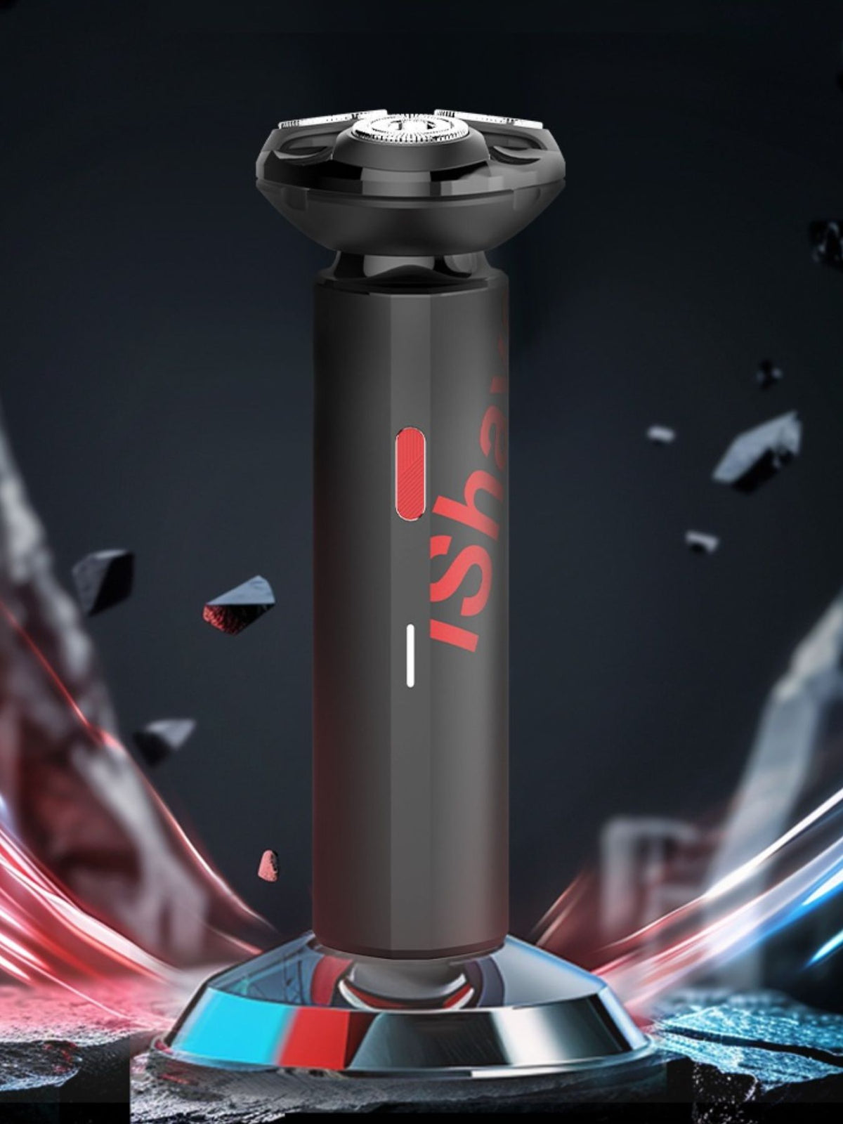 Electric shaver side profile view