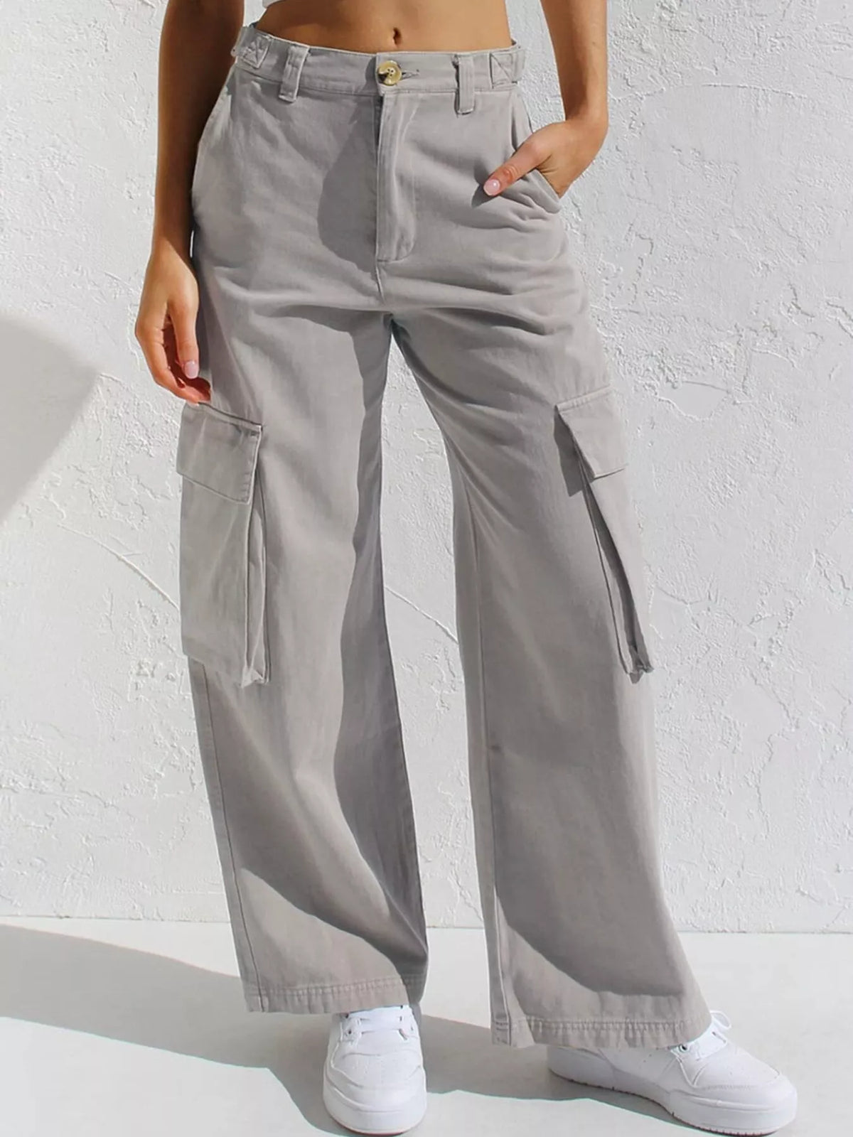 High Waist Wide Leg Cargo Jeans, view 21