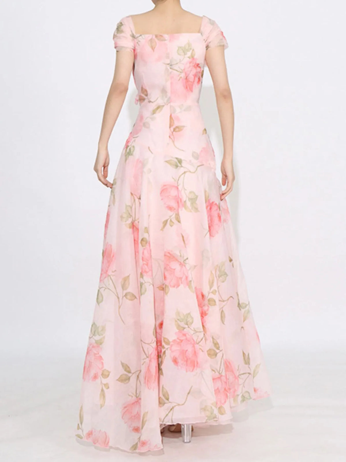 Tiered floral dress hem detail