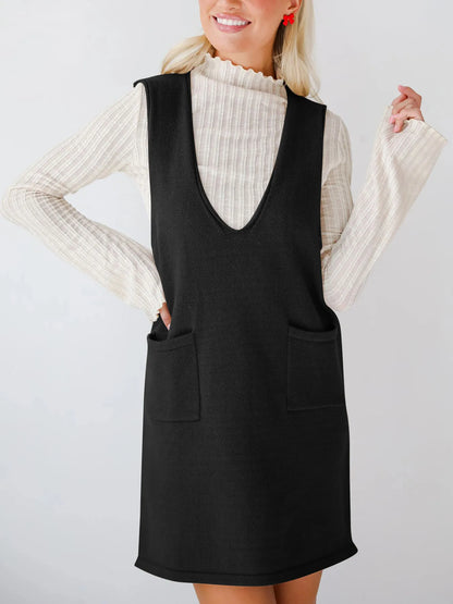 Sleeveless Knit Dress with Pockets - Fashorio