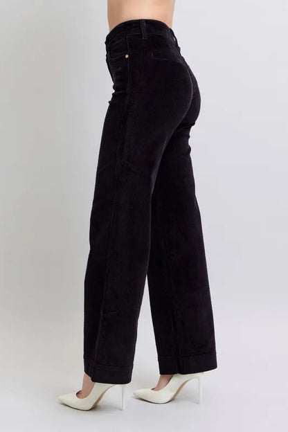 Judy Blue Full Size High Waist Corduroy Trouser Wide Plus Size - Fashorio