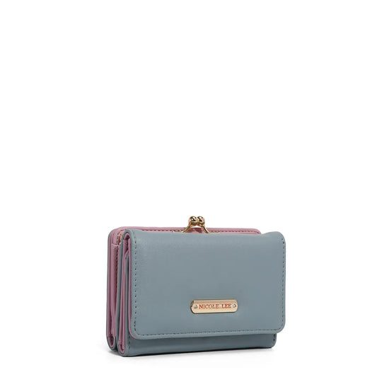 Nicole Lee USA Vegan Leather Trifold Wallet Air Force Blue One Size - Fashorio