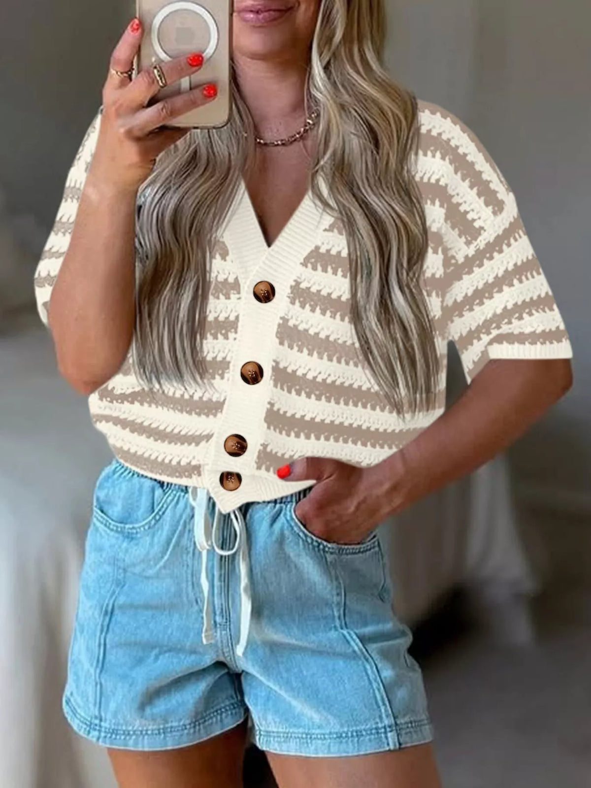 Striped Button Up Cardigan, view 8