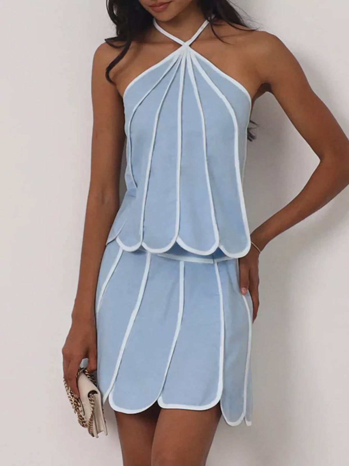 Contrast trim two piece set side view