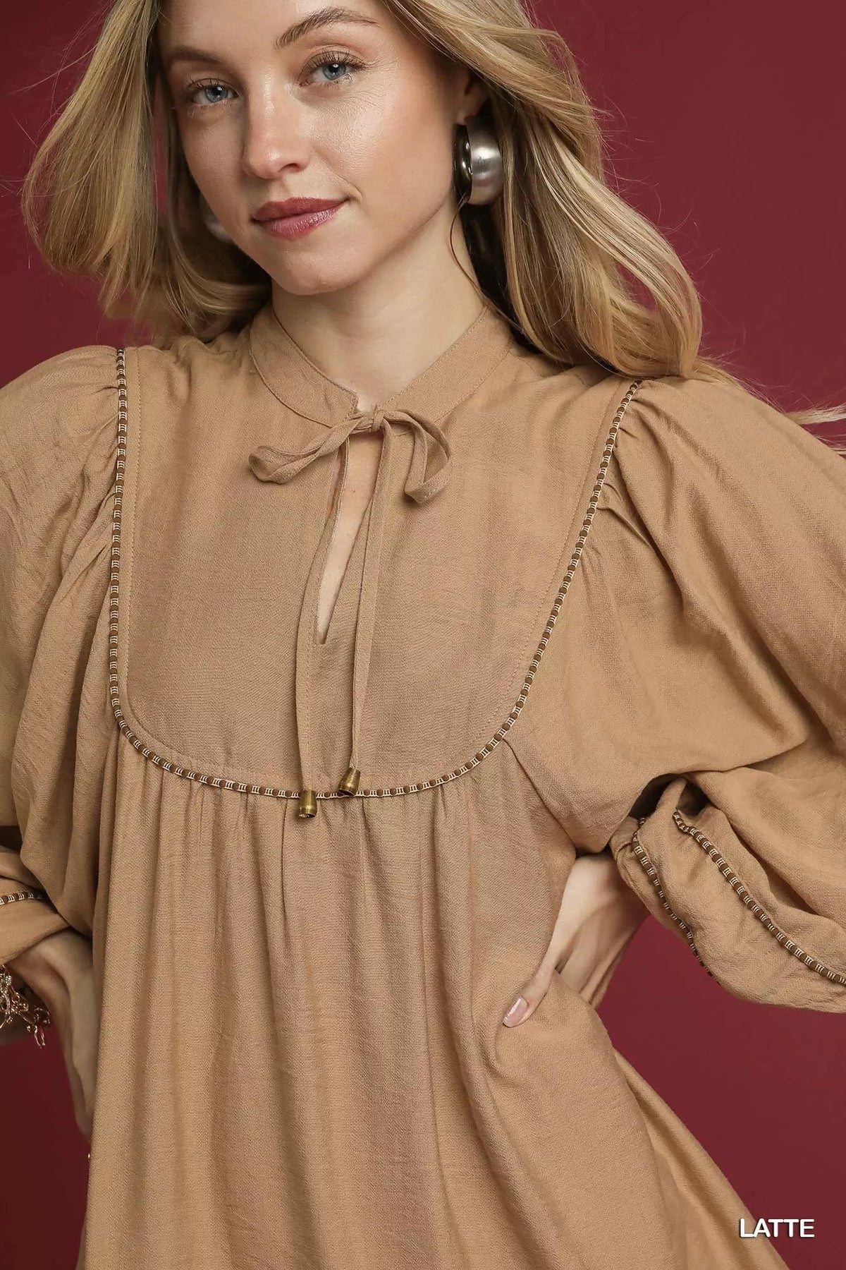 Boho Peasant Mini Dress with Trim Detail styled look