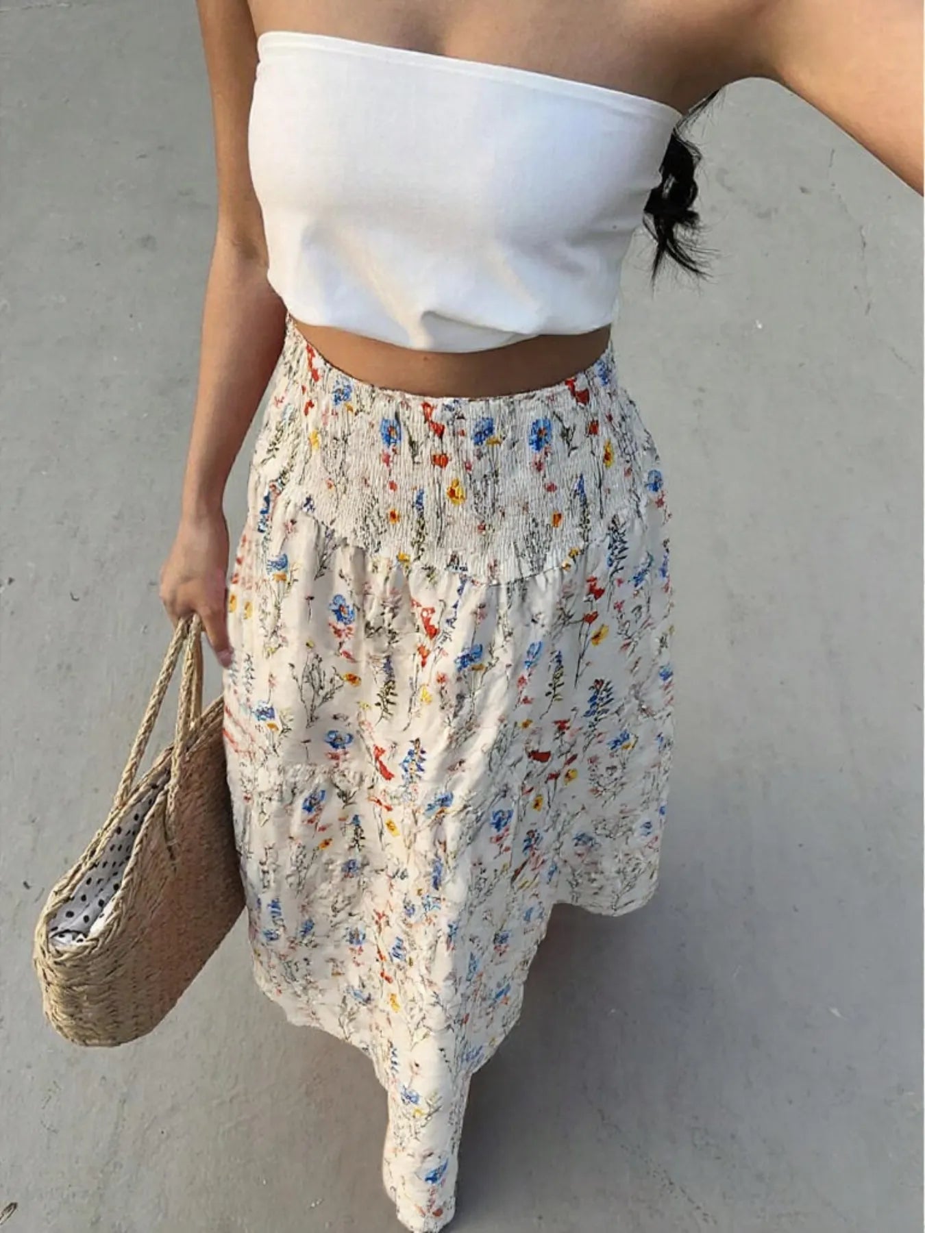 Floral Tiered Maxi Skirt - Fashorio