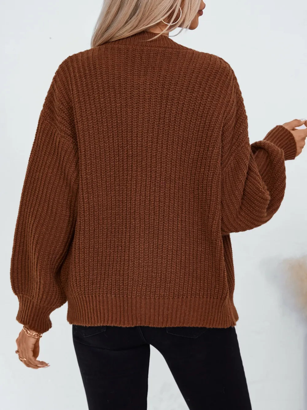Button Down Long Sleeve Cardigan - Fashorio