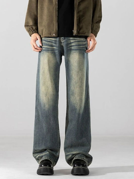 Men's Full Size Wide Leg Washed Jeans Plus Size - Fashorio