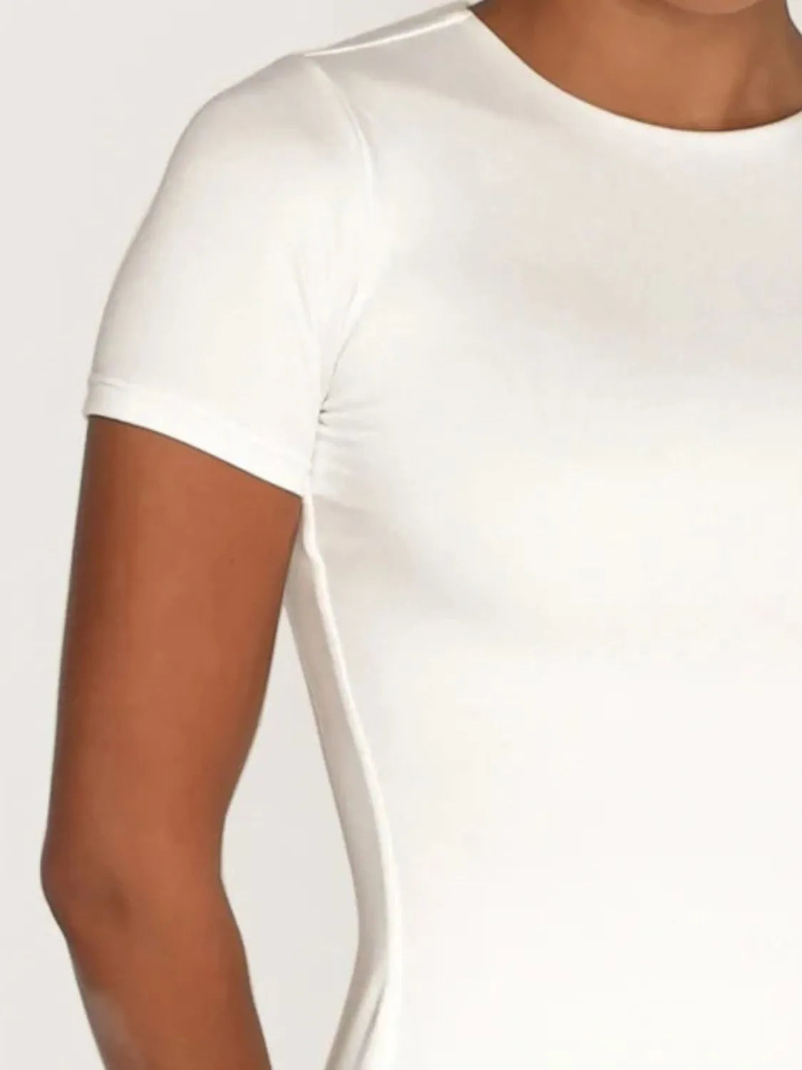 Round Neck Short Sleeve Swim Top - Fashorio