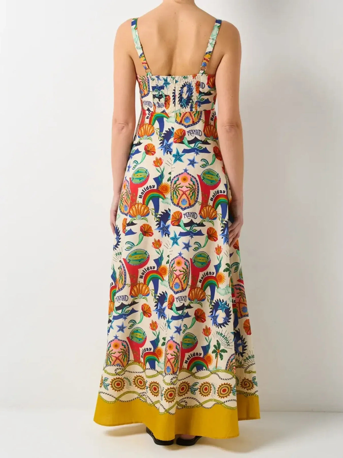 Printed square neck maxi cami dress full length view