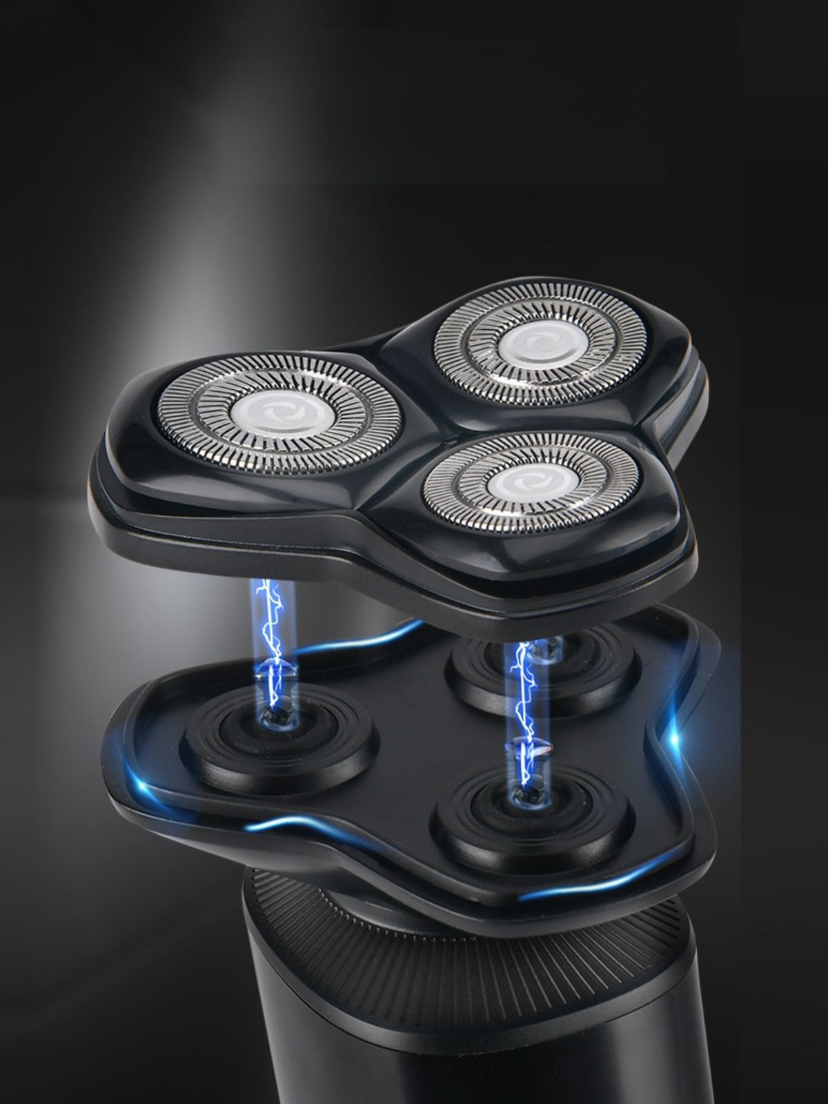 Rechargeable rotary shaver held in hand