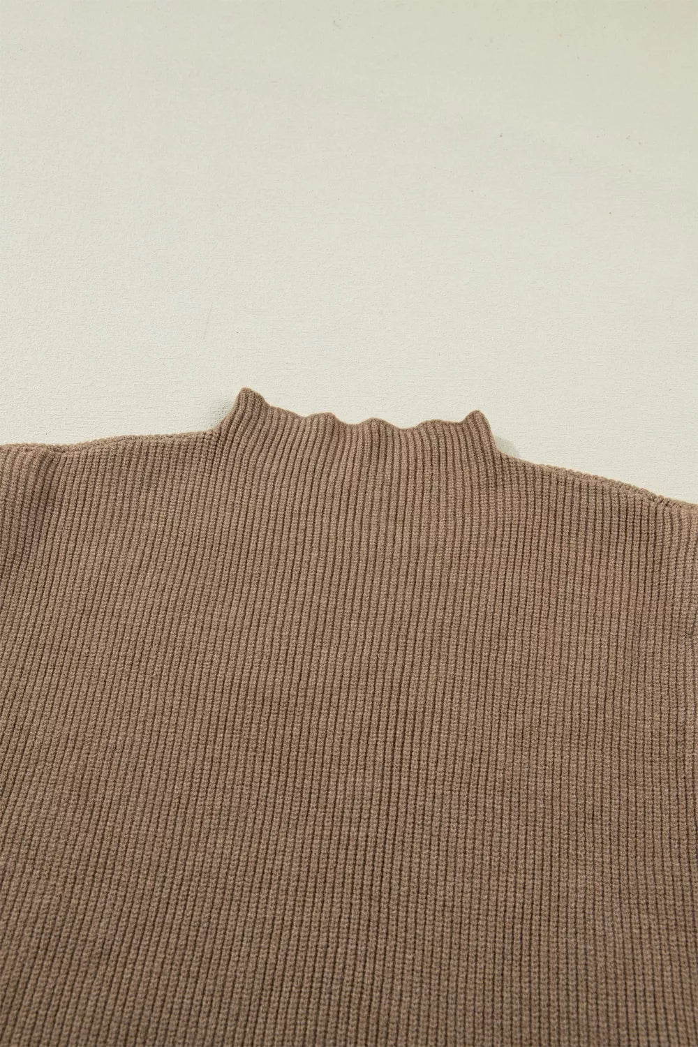 Taupe Ribbed Mock Neck Sweater Vest, view 6