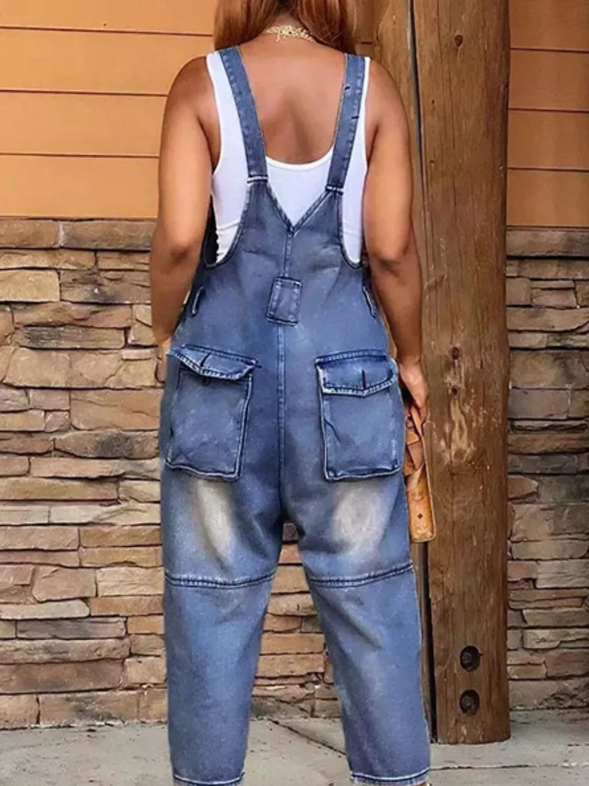 Button front overalls black wash view