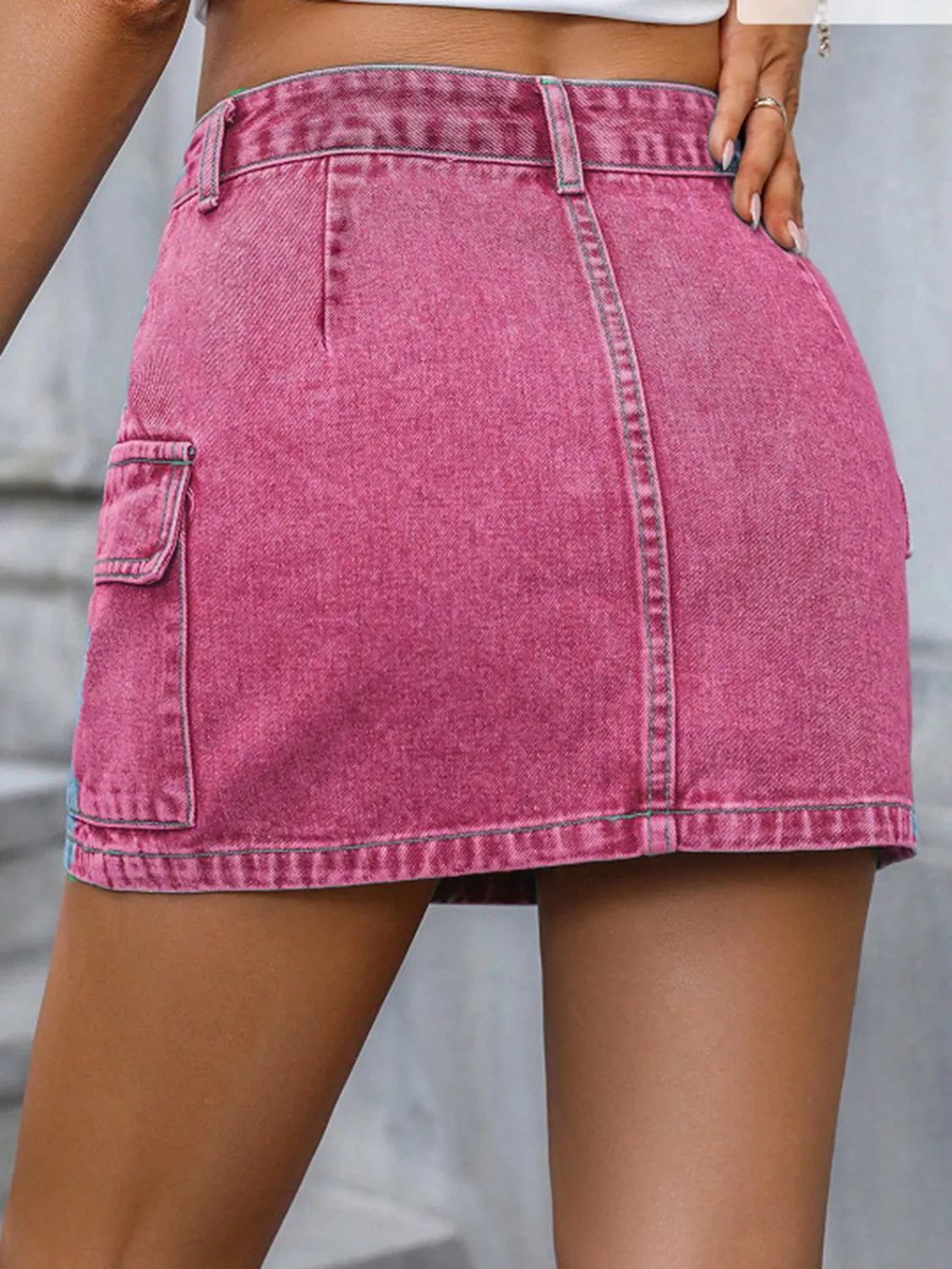 Pocketed Denim Mini Skirt - Fashorio