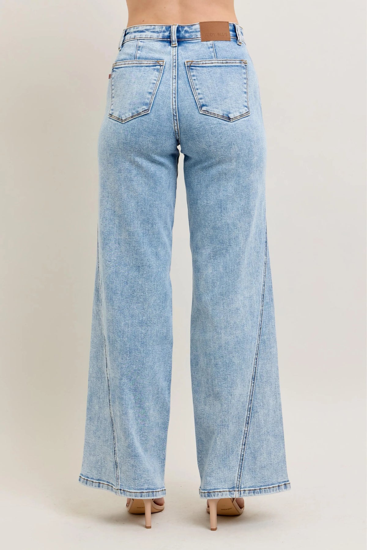 Judy Blue high waist wide leg denim fabric detail