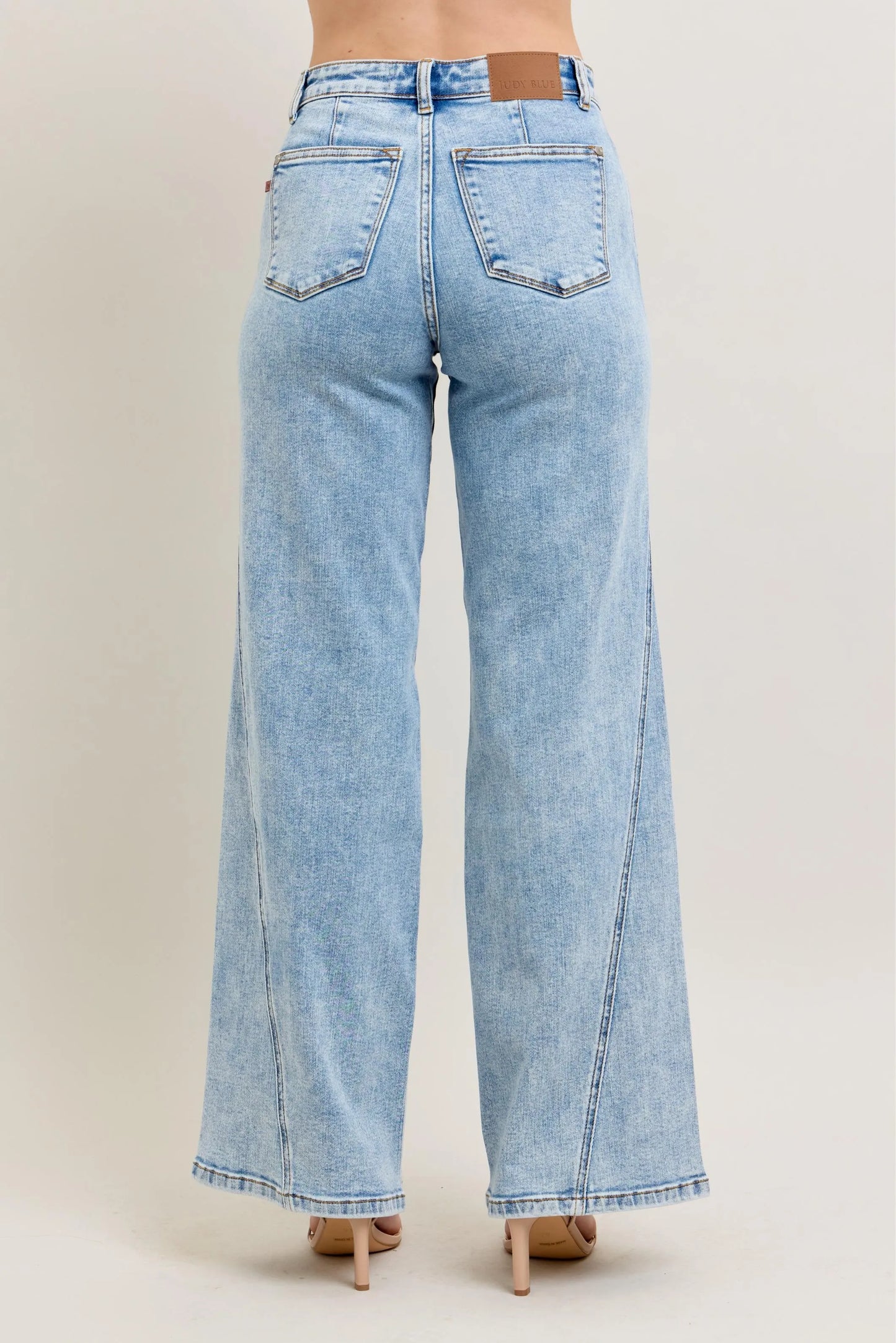 Judy Blue Full Size High Waist Wide Leg Jeans with Skewed Inseam Plus Size - Fashorio