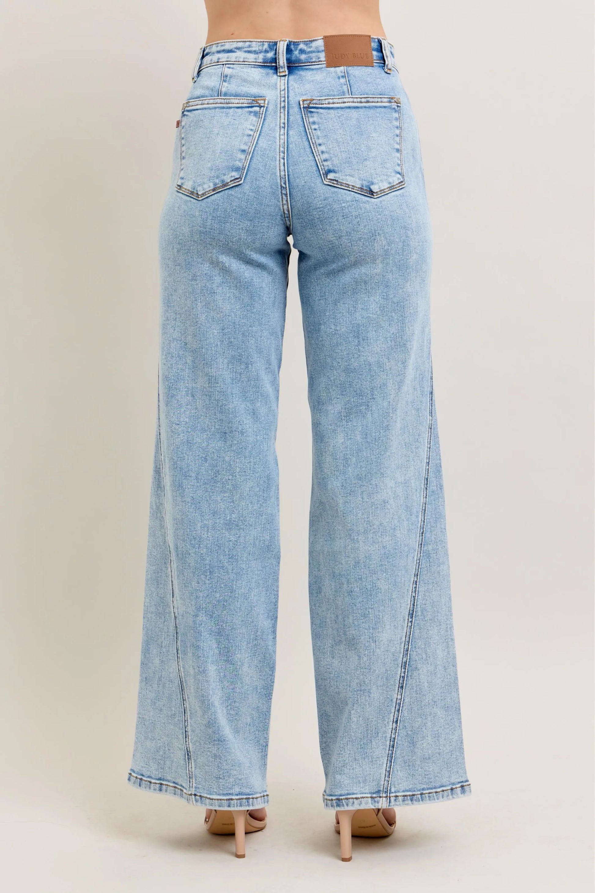 Judy Blue Full Size High Waist Wide Leg Jeans with Skewed Inseam Plus Size - Fashorio