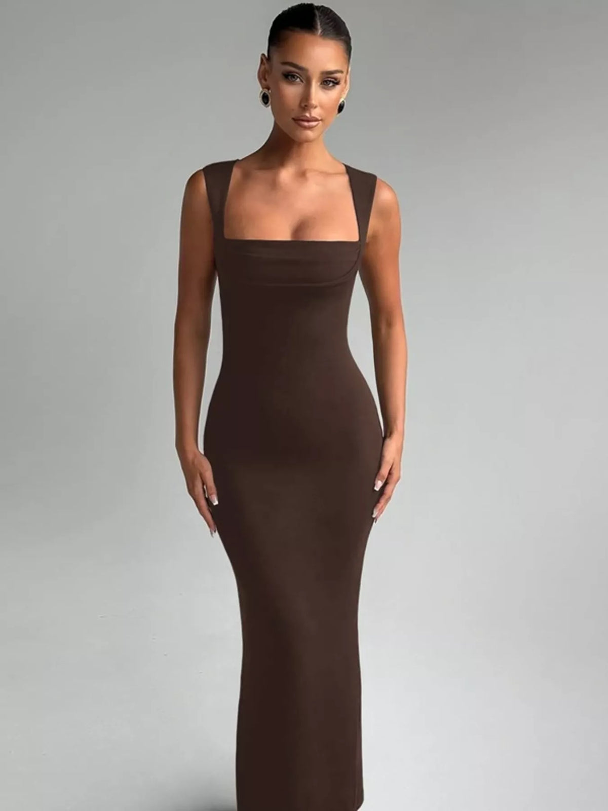 Maxi dress styled with flat sandals