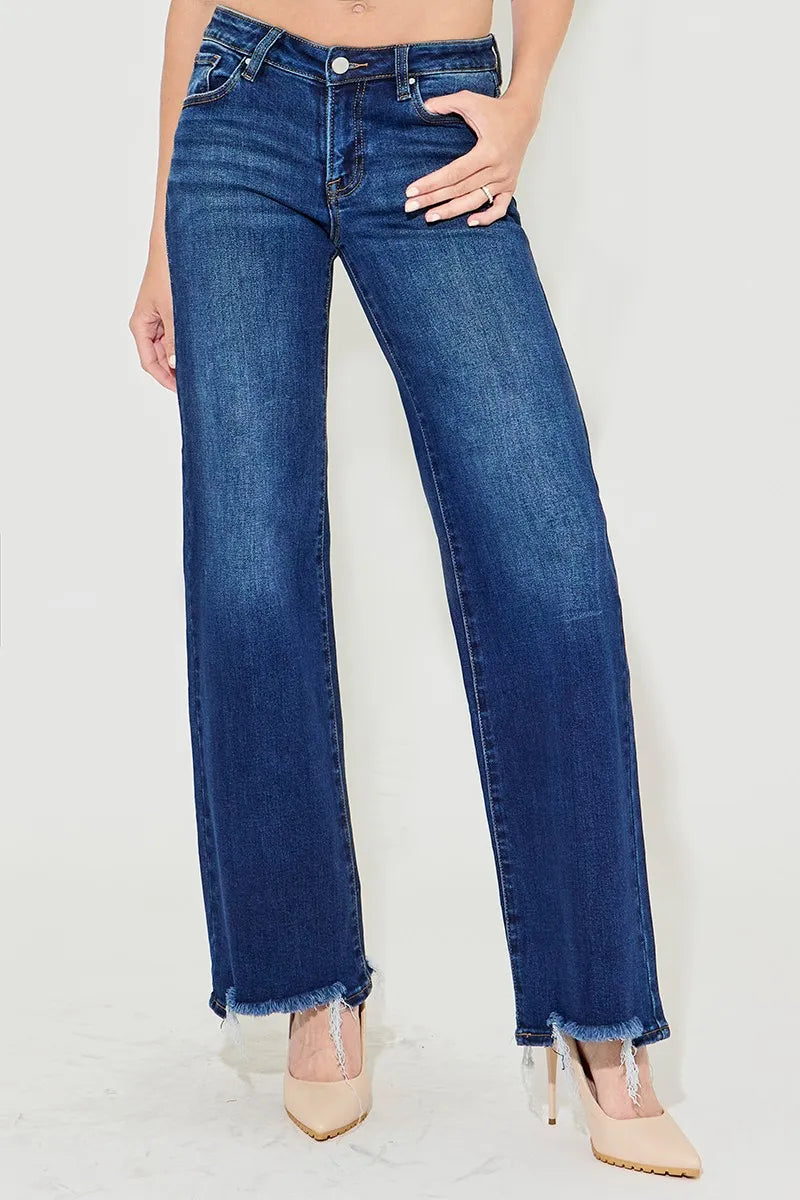 RISEN Full Size Low Rise Wide Leg Jeans Plus Size - Fashorio