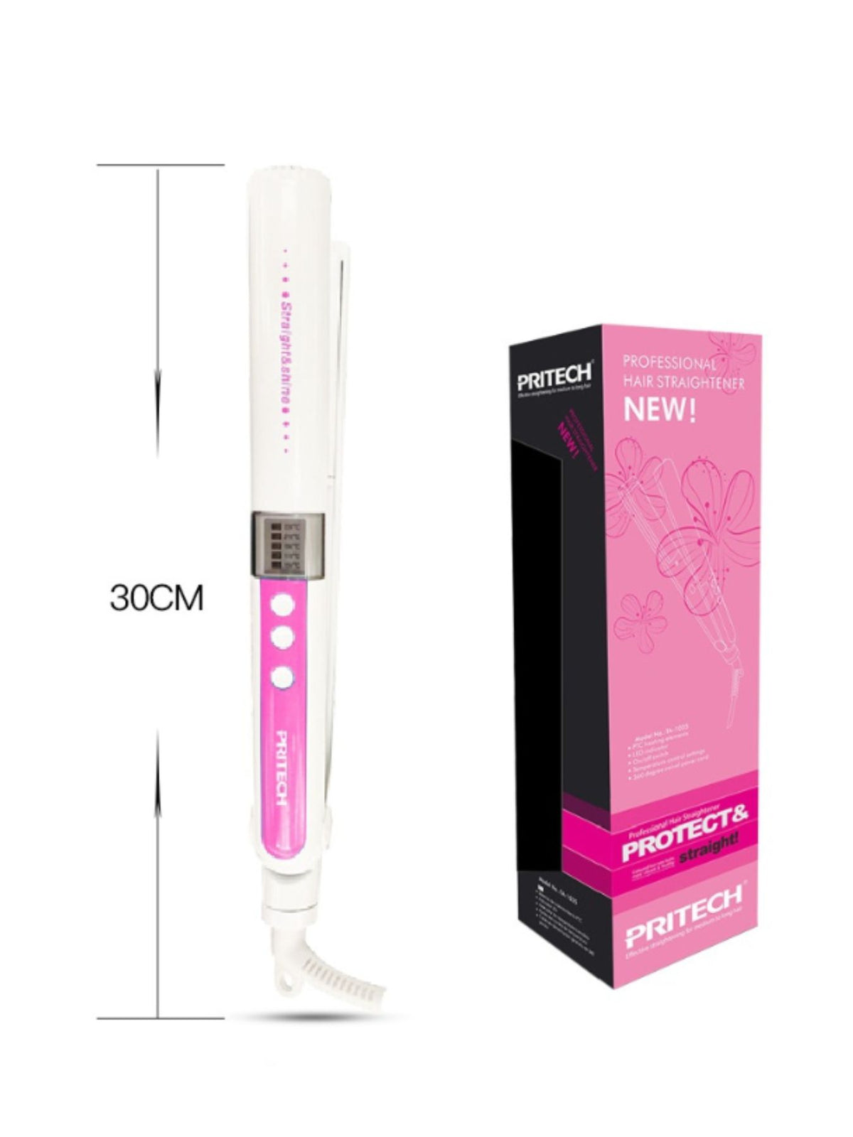 Straightener styling a smooth section of hair