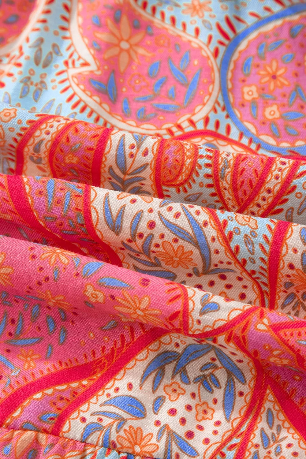 Close view of the waist and upper tier of the boho dress