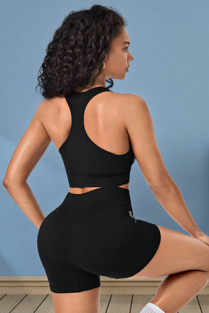 Cropped Sports Tank and Shorts Set - Fashorio