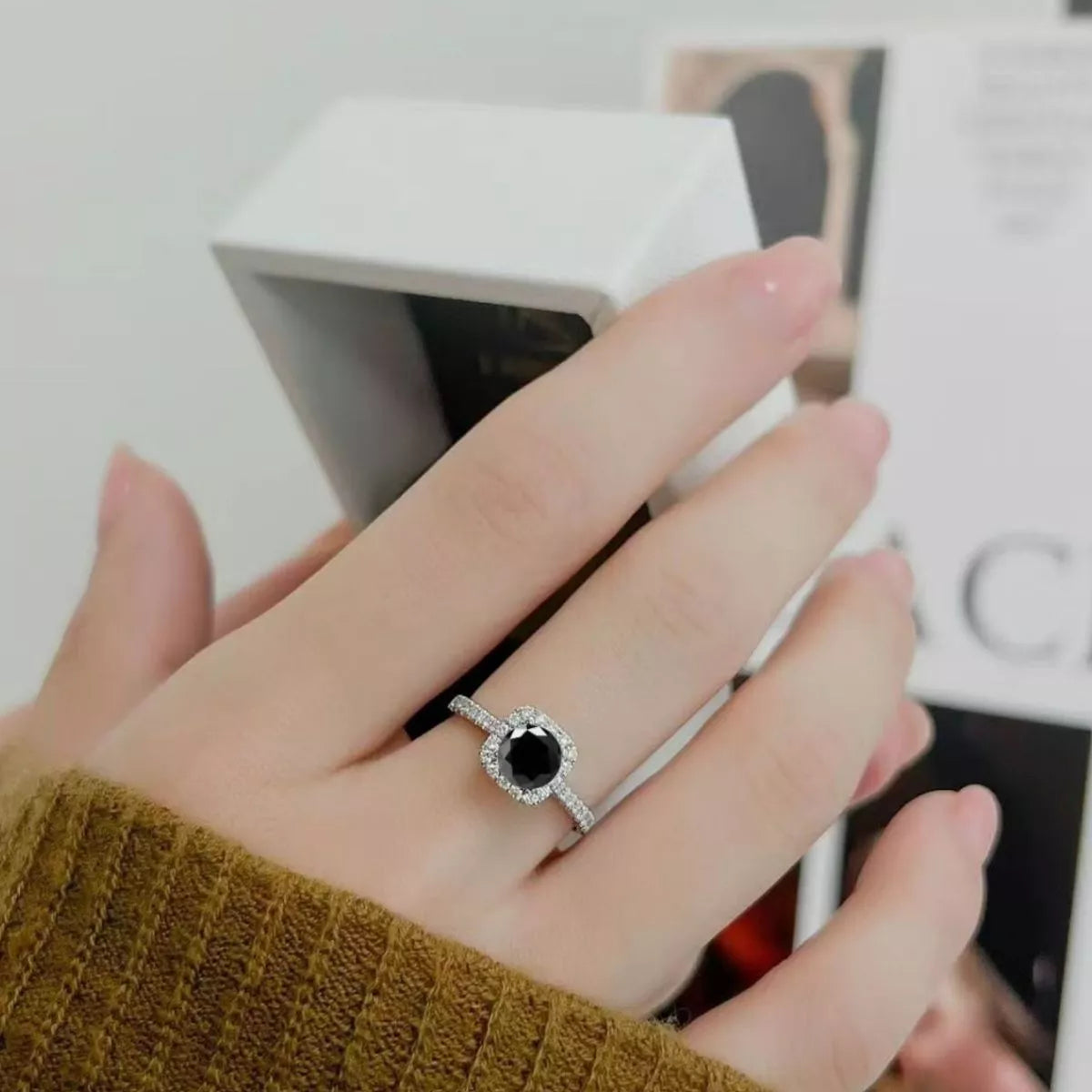 Sterling silver band detail on the moissanite ring