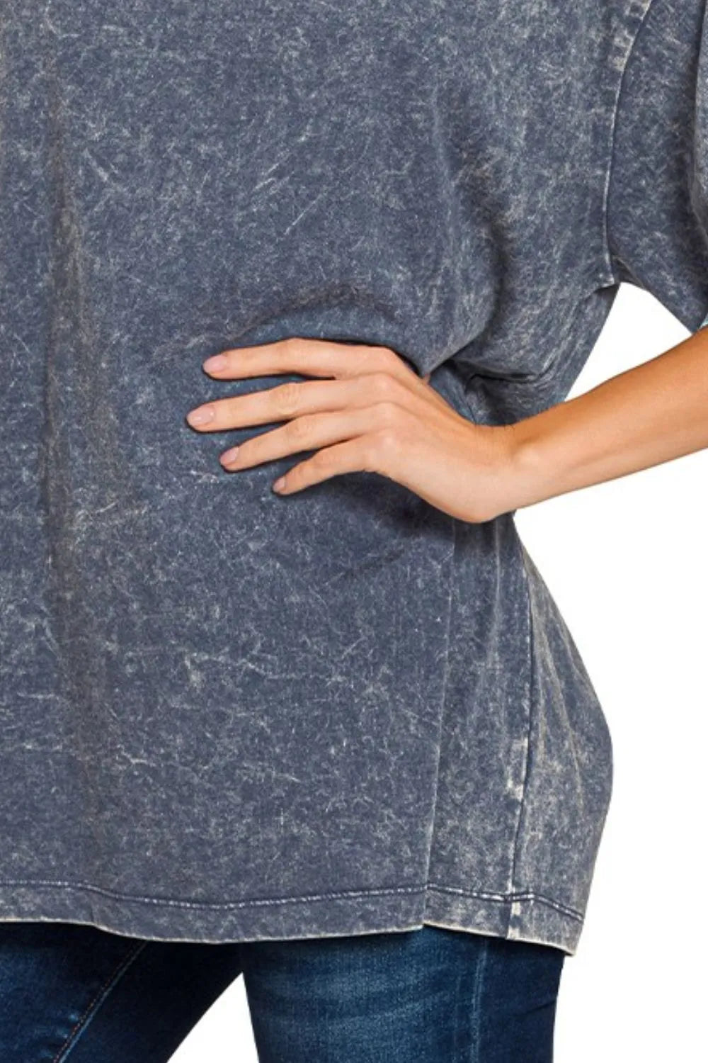 Zenana Washed Short Sleeve Top - Fashorio