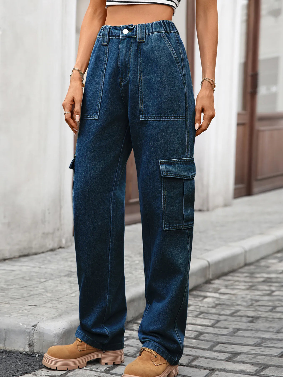 High Waisted Cargo Jeans, view 7