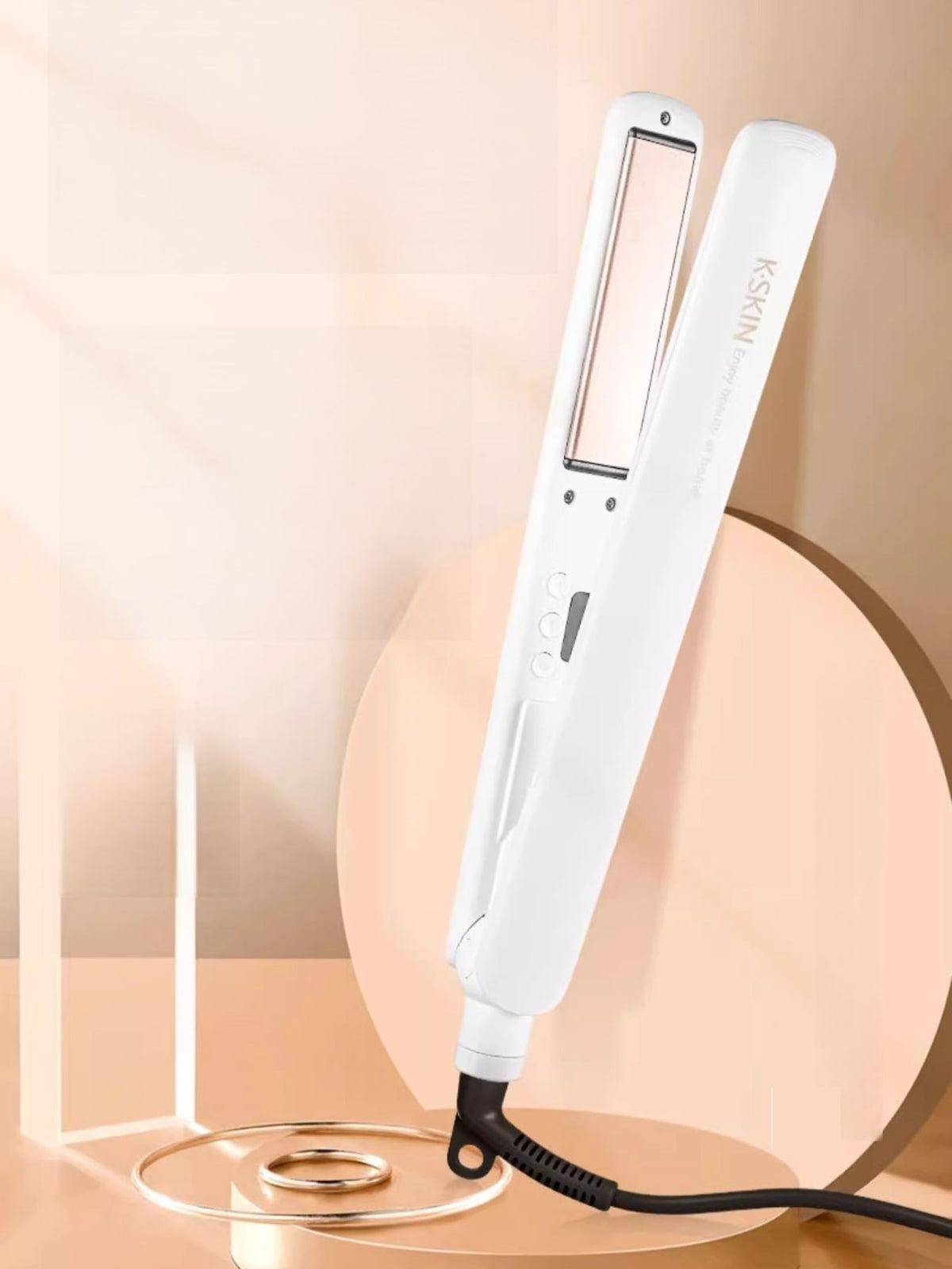 White fast heating hair straightener front view