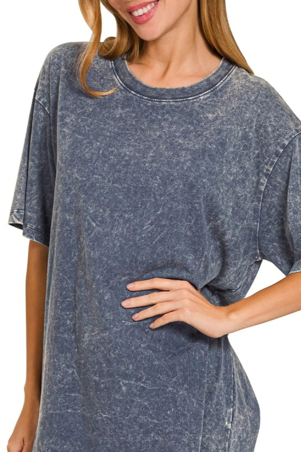 Zenana Washed Short Sleeve Top - Fashorio