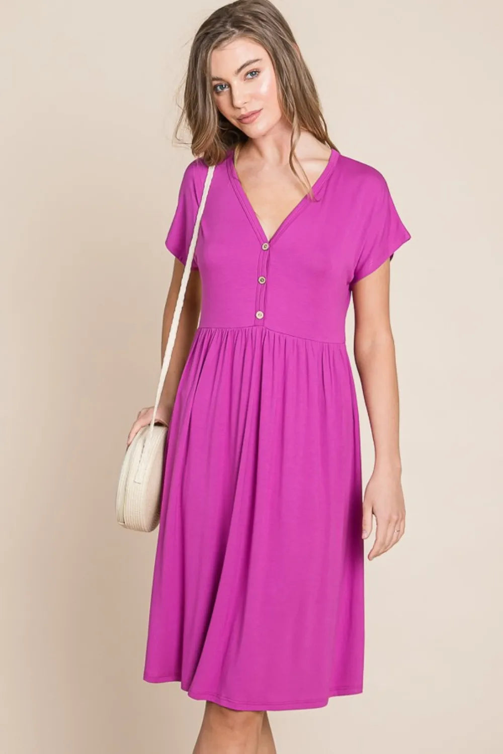 V Neck Short Sleeve Dress styled look