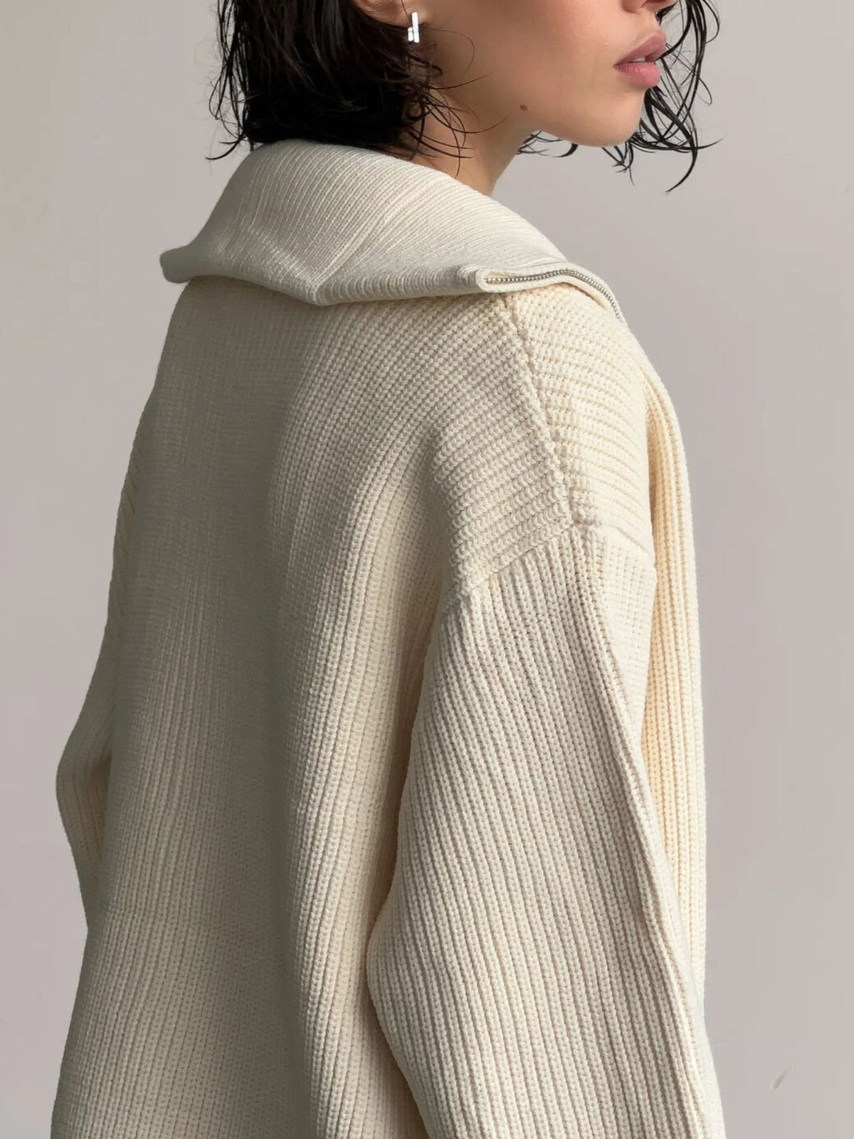 Zip up cardigan gray tone