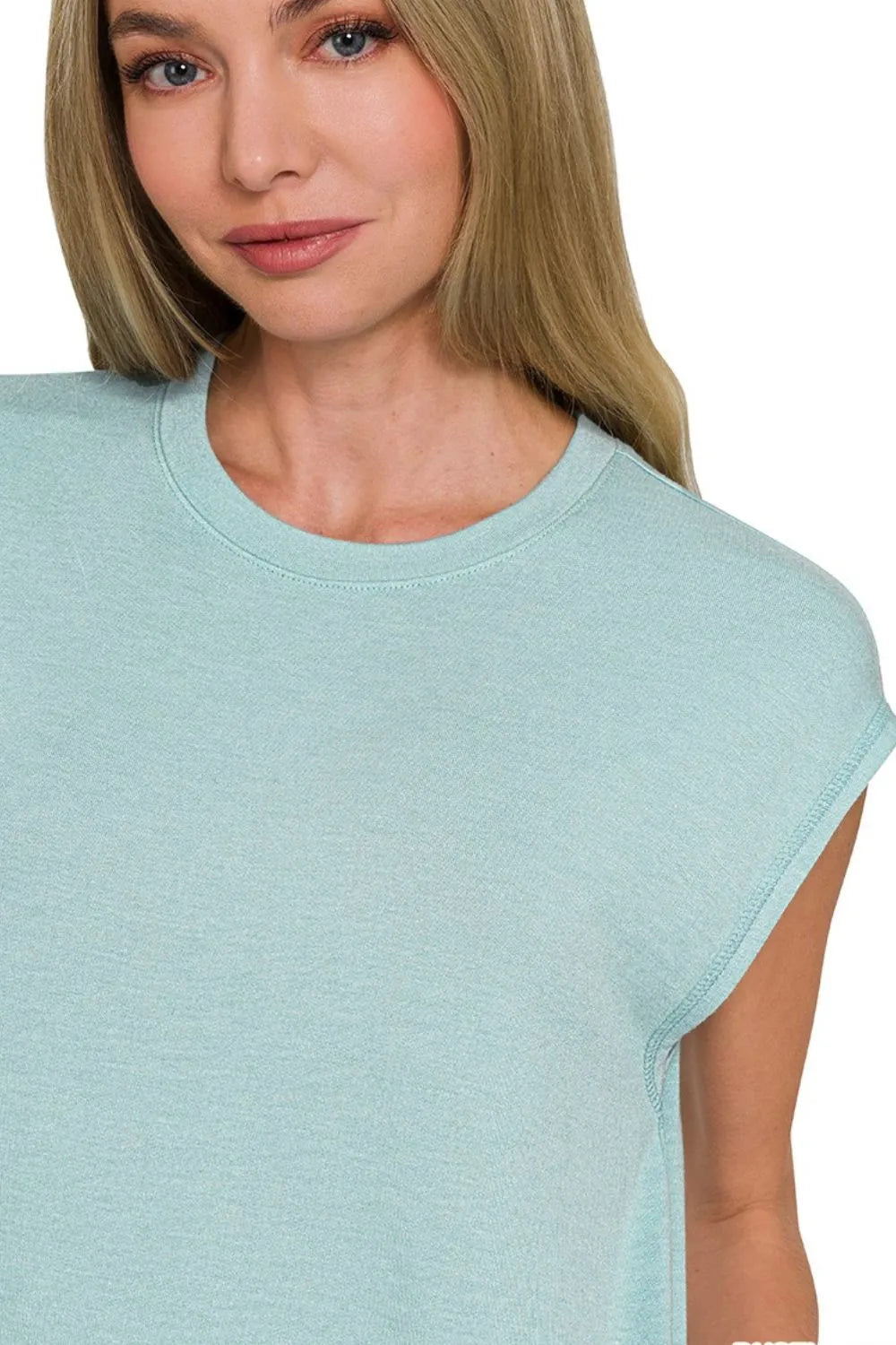 French Terry Sleeveless Round Neck Midi Dress detail