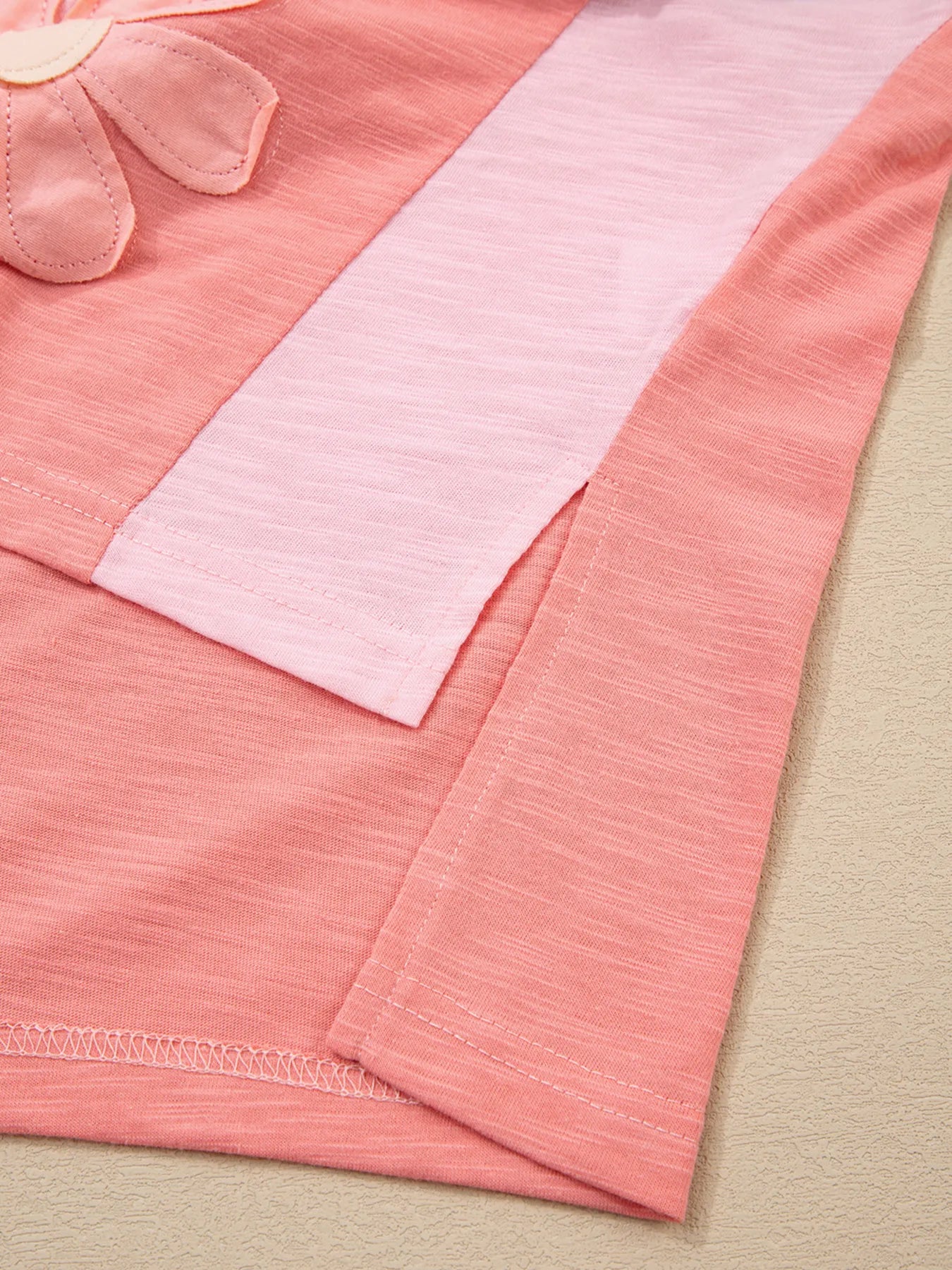 Flower Patched Exposed Seam Oversized T Shirt - Fashorio